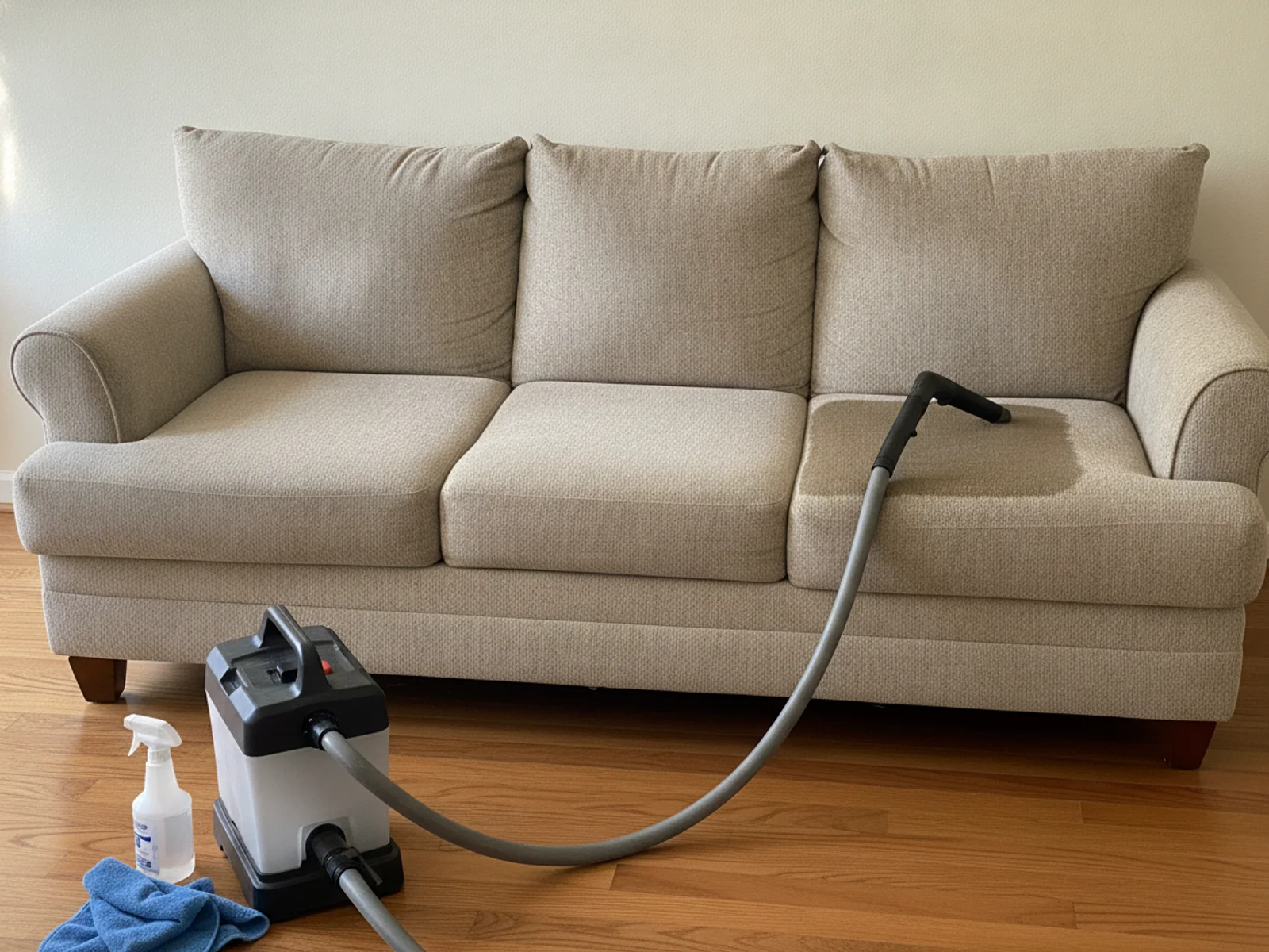 Upholstery Cleaners San Jose CA deep-cleaning a sofa in a San Jose home